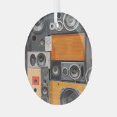 Retro Muziek Luidspreker Muurontwerp Glas Ornament (Voorkant links)