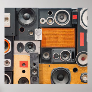 Retro Muziek Luidspreker Muurontwerp Poster