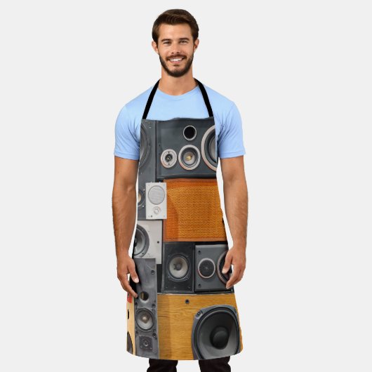 Retro Muziek Luidspreker Muurontwerp Schort (Gedragen)