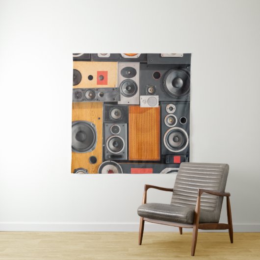 Retro Muziek Luidspreker Muurontwerp Wandkleed (In Situ (horizontaal))