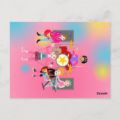 Retro muziek meisjes band Verjaardagsfeest Briefkaart (Achterkant)