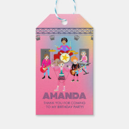 Retro muziek meisjes band Verjaardagsfeest Cadeaulabel