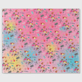 Retro muziek meisjes band Verjaardagsfeest Cadeaupapier (Vlak)