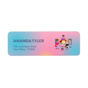 Retro muziek meisjes band Verjaardagsfeest Etiket