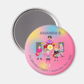 Retro muziek meisjes band Verjaardagsfeest Magneet (Voorkant / Achterkant)