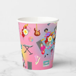 Retro muziek meisjes band Verjaardagsfeest Papieren Bekers