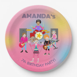 Retro muziek meisjes band Verjaardagsfeest Papieren Bordje