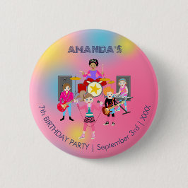 Retro muziek meisjes band Verjaardagsfeest Ronde Button 5,7 Cm
