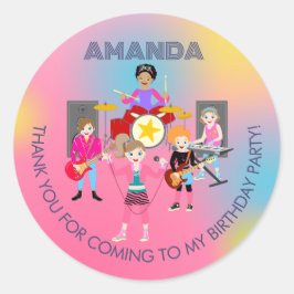 Retro muziek meisjes band Verjaardagsfeest Ronde Sticker