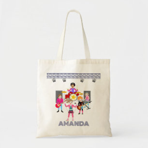 Retro muziek meisjes band Verjaardagsfeest Tote Bag
