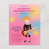Retro muziek meisjes band Verjaardagsfeest Uitnodiging Briefkaart (Voorkant)