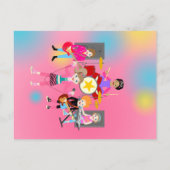 Retro muziek meisjes band Verjaardagsfeest Uitnodiging Briefkaart (Achterkant)