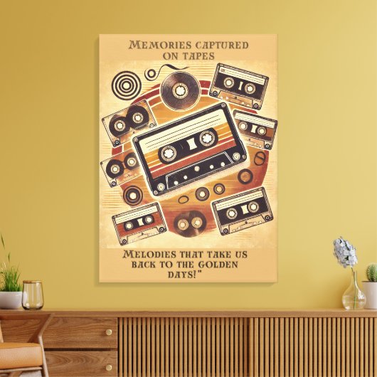 Retro Muziek Muurcanvas Canvas Afdruk (Insitu (Woonkamer))