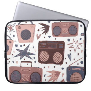 Retro Muziek Naadloze  Patroon. Laptop Sleeve
