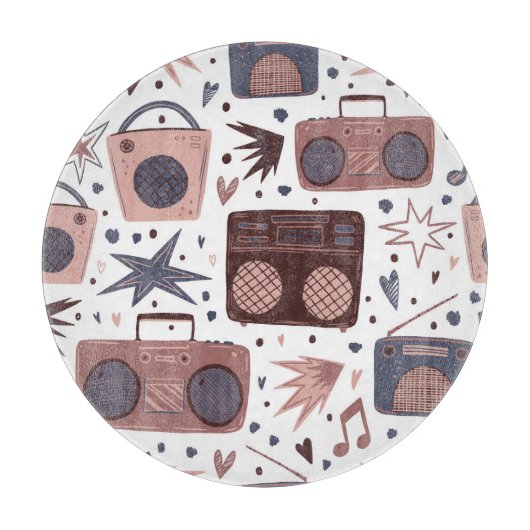 Retro Muziek Naadloze  Patroon. Snijplank (Voorkant)