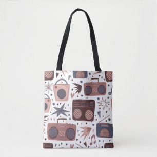 Retro Muziek Naadloze Patroon. Tote Bag