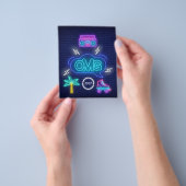 Retro Muziek Neon Signs Afstudeerfeest Uitnodiging Flyer (Hand)