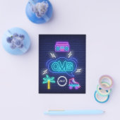 Retro Muziek Neon Signs Afstudeerfeest Uitnodiging Flyer (Enkel)