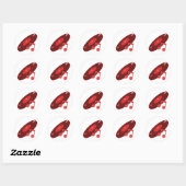 Retro muziek opnemen & Note rood Ronde Sticker (Vel)