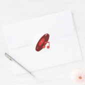 Retro muziek opnemen & Note rood Ronde Sticker (Envelop)