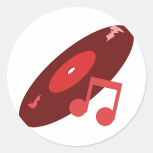 Retro muziek opnemen & Note rood Ronde Sticker