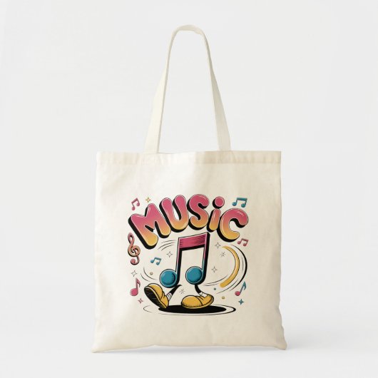 Retro Muziek Tote Bag (Voorkant)