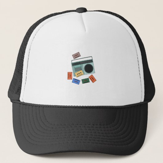 Retro muziek van 80 trucker pet (Voorkant)