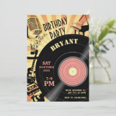 Retro Muziek Verjaardag vintage Kaart (Staand voorkant)