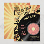 Retro Muziek Verjaardag vintage Kaart (Voorkant / Achterkant)