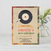 Retro muziek verjaardagsfeestje uitnodiging (Staand voorkant)
