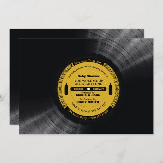 Retro Muziek Vinyl 60s 70s Uitnodiging (Voorkant / Achterkant)