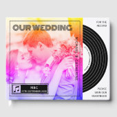 Retro muziek vinyl plaat hoes bruiloft gastenboek (Voorkant)