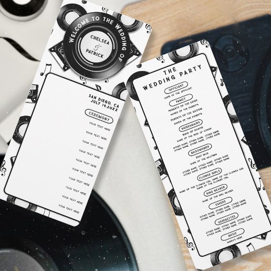 Retro Muziek Vinyl Trouwceremonie Party Programma