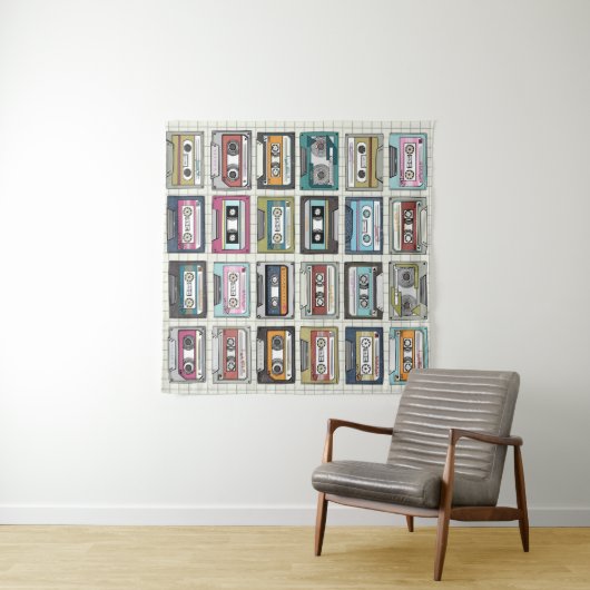 Retro muziekcassette: Nostalgisch icoon Wandkleed (In Situ (horizontaal))