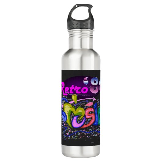  retro muziekdans waterfles  (Voorkant)