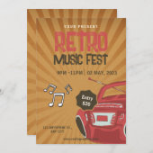 Retro-muziekfestival Flyer, uitnodiging voor retro (Voorkant / Achterkant)