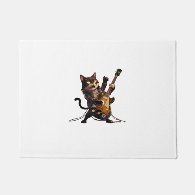Retro muziekliefhebber Heavy Metal elektrische git Deurmat (Voorkant)