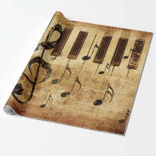 Retro-muzieknoten en piano cadeaupapier