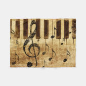Retro-muzieknoten en piano fleece deken (Voorkant (Horizontaal))