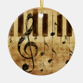Retro-muzieknoten en piano keramisch ornament (Voorkant)