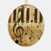 Retro-muzieknoten en piano keramisch ornament (Links)