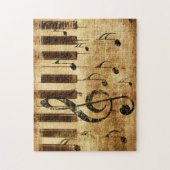 Retro-muzieknoten en piano legpuzzel (Verticaal)
