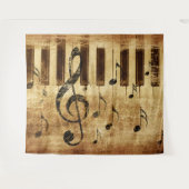 Retro-muzieknoten en piano wandkleed (Voorkant (horizontaal))