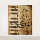 Retro-muzieknoten en piano wandkleed (Voorkant)