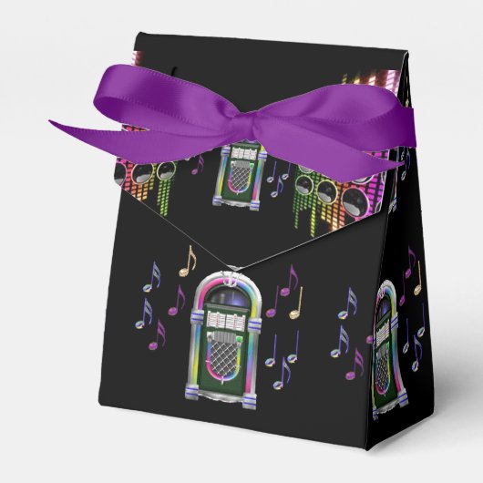 Retro Muzieknoten Juke Box Tent Favor Box Bedankdoosjes (Voorkant Zijde)