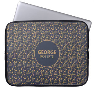 Retro Muzieknoten Patroon en Aanpassing Laptop Sleeve