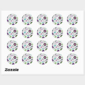 Retro muziekpatroon ronde sticker (Vel)
