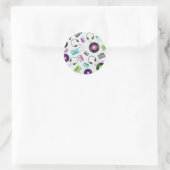 Retro muziekpatroon ronde sticker (Tas)