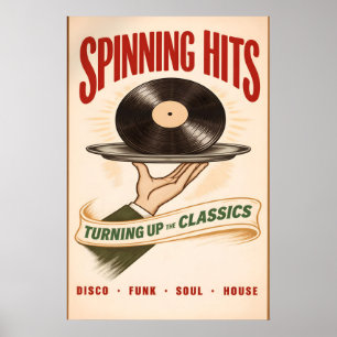 Retro muziekposter, vinylplaat kunst, DJ-lounge Poster