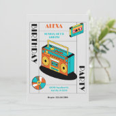 Retro-muziekspeler verjaardag  kaart (Staand voorkant)